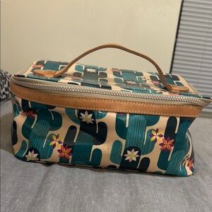 Consuela Cactus Print Cosmetic Bag with Tan Accents
